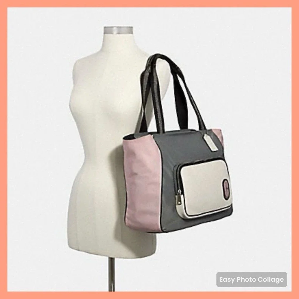 COACH Court Tote Purse Bag &  Matching 3 PIECE Pouch Set & Card Case Bundle NEW